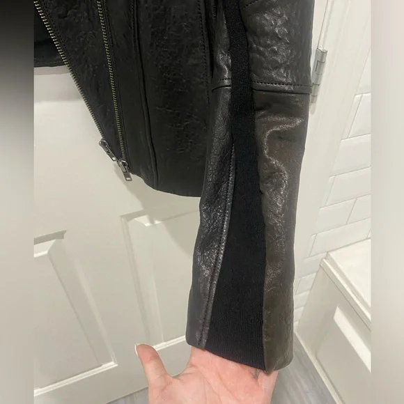 Helmut Lang 100% Lamb Leather Asymmetrical Jacket Size M - Picture 5 of 15